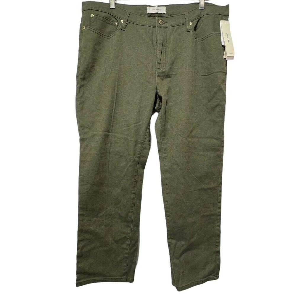 Workshop by Andrea Jovine‎ Women's Pants Sz 16W Twill Hilltop Green New with Tag
